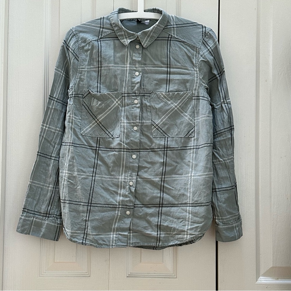 Divided by H&M Turquoise Plaid Button Down Shirt - Picture 2 of 8